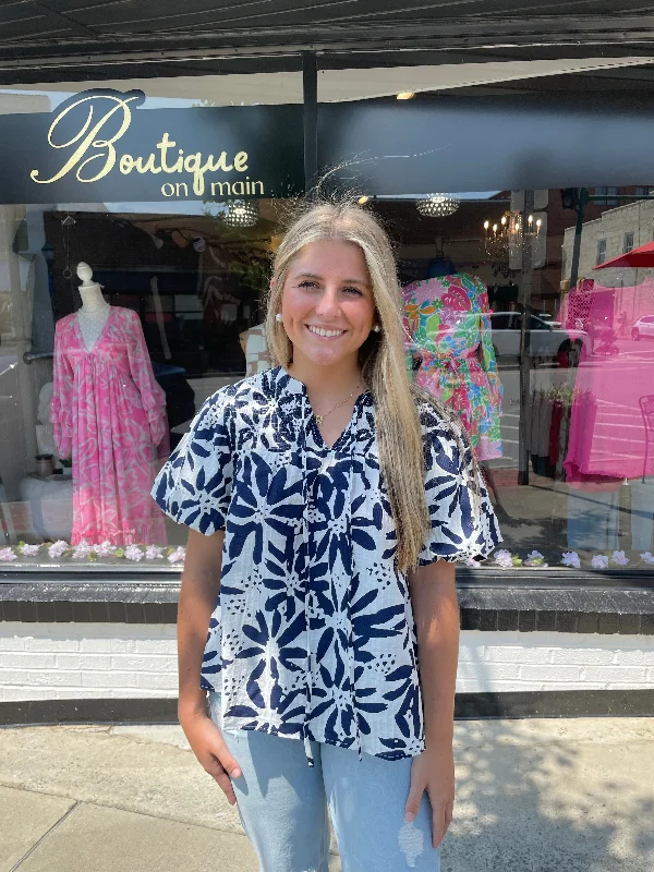 Floral Navy Blouse