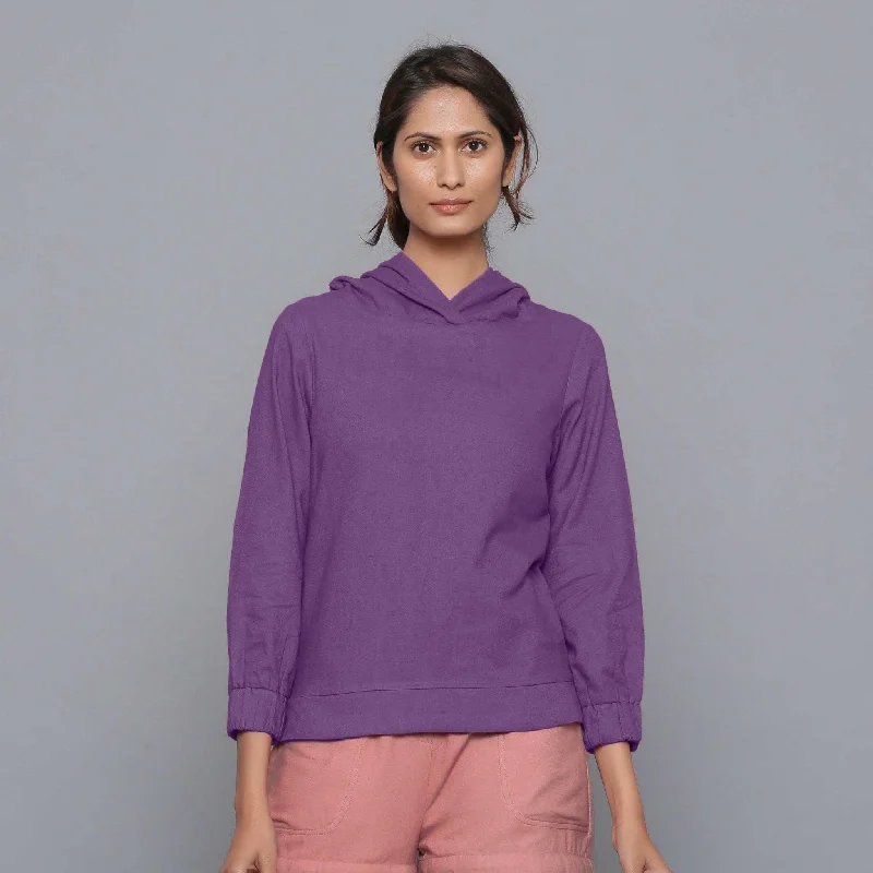 Grape Wine Warm Cotton Flannel Hoodie Top