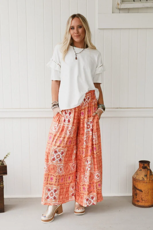 Wildly Free Wide Leg Pants - Orange