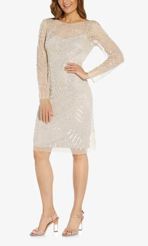 Adrianna Papell AP1E208662 - Long Sleeve Illusion Cocktail Dress