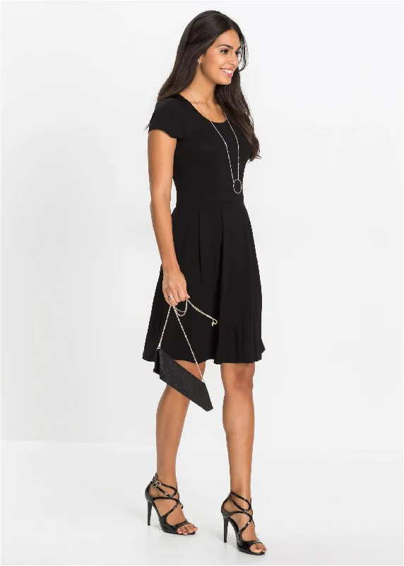 Pleated Mini Dress - Black