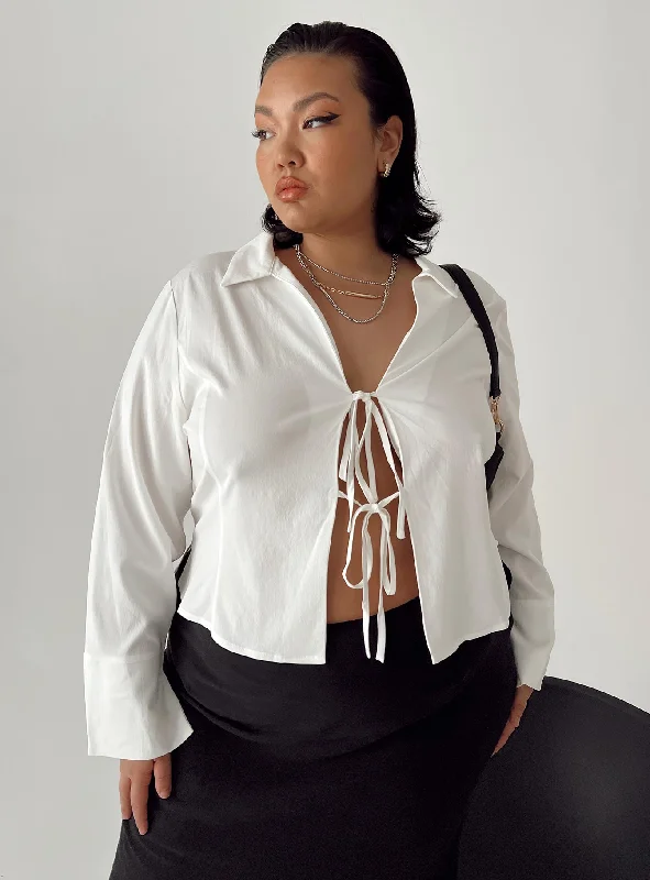 Lida Long Sleeve Top White Curve