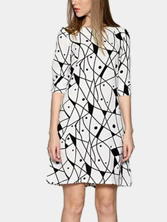 Wholesale Black & White Printed Midi Dress