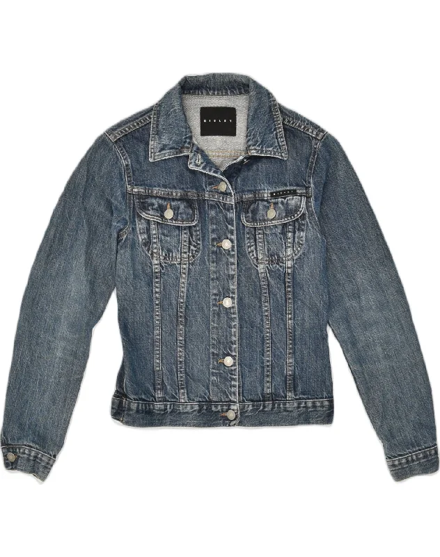 SISLEY Womens Denim Jacket UK 4 XS Blue Cotton