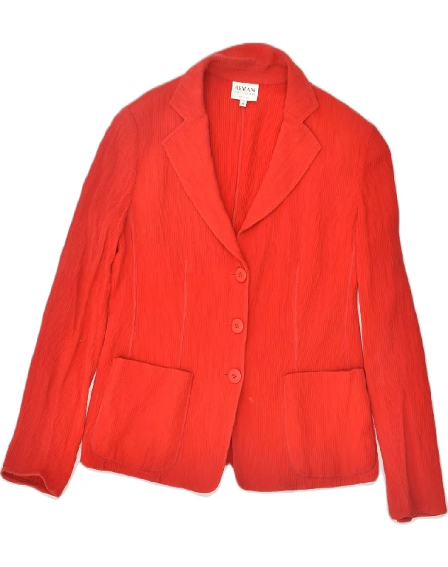 ARMANI COLLEZIONI Womens 3 Button Blazer Jacket IT 44 Medium Red Polyester