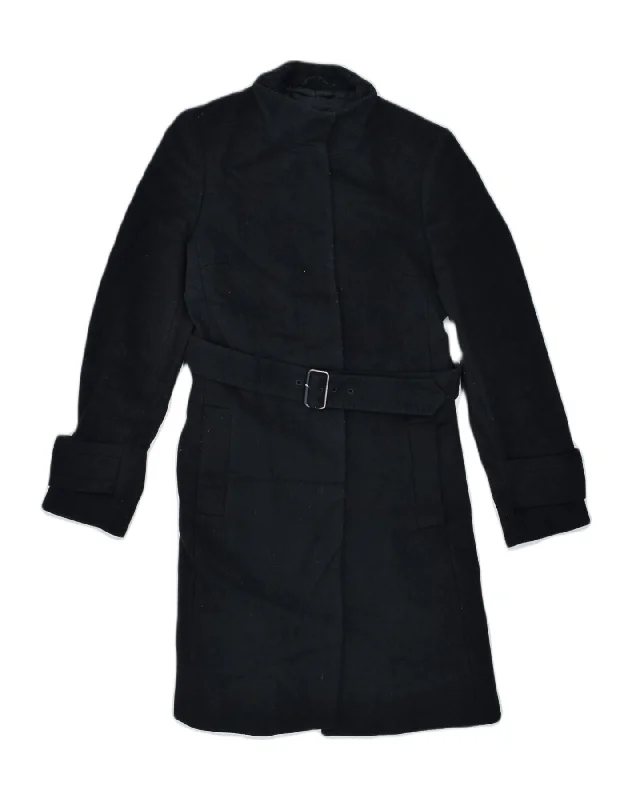 MASSIMO DUTTI Womens Overcoat IT 40 Small Black Wool