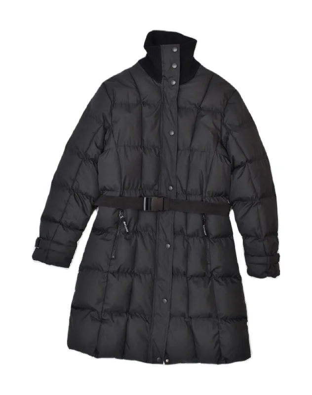 BEYOND Womens Belted Padded Coat UK 14 Large Black Polyester