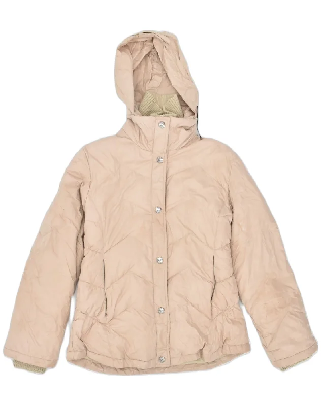 RIFLE Womens Hooded Padded Jacket UK 10 Small Beige Nylon