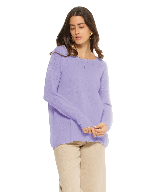 Women's Oversized Cashmere Boatneck Sweater Lavender by Monticelli Cashmere