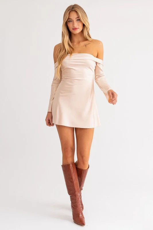 Here For The Champagne Mini Dress - Final Sale