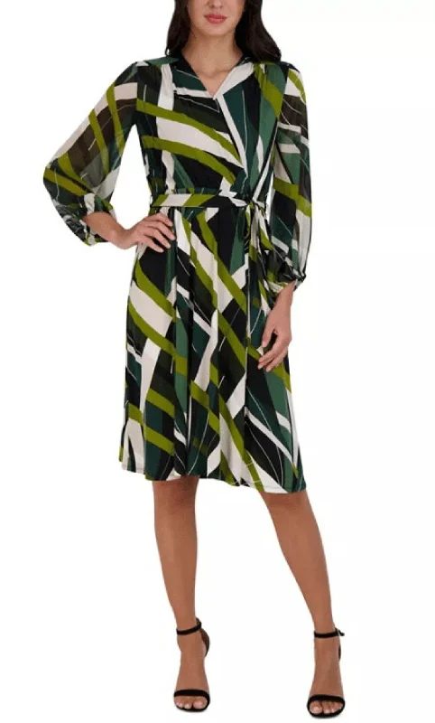 Sandra Darren 75766 - Multi Print Long Sleeve Short Dress