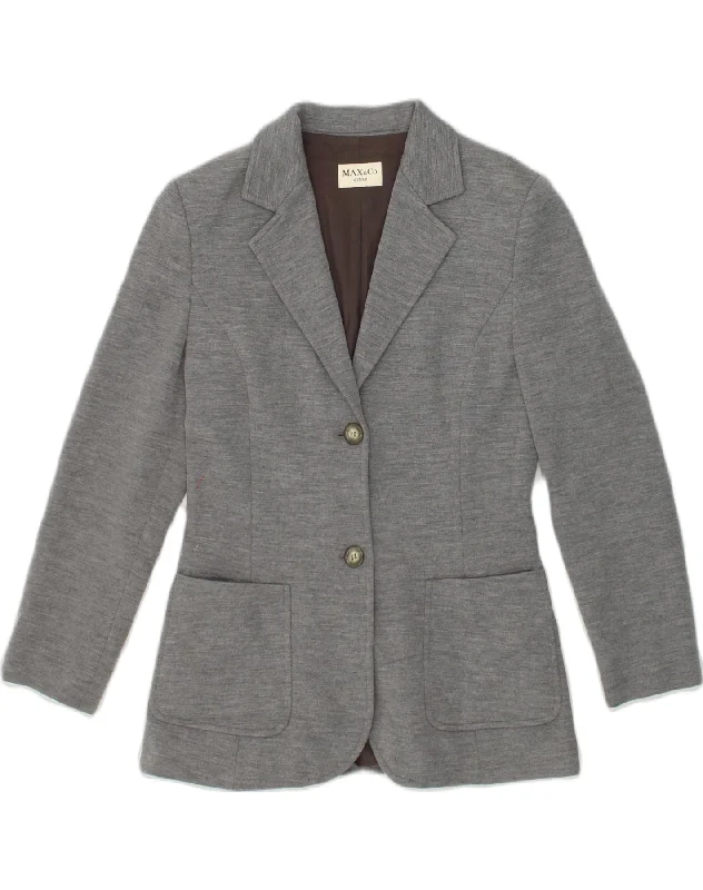 MAX & CO. Womens 2 Button Blazer Jacket UK 10 Small Grey Acrylic