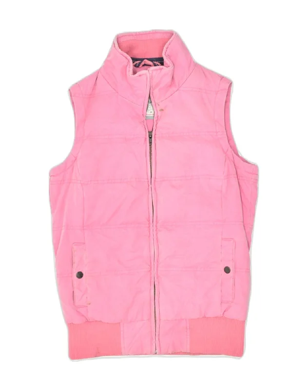 FAT FACE Womens Padded Gilet UK 8 Small Pink Cotton