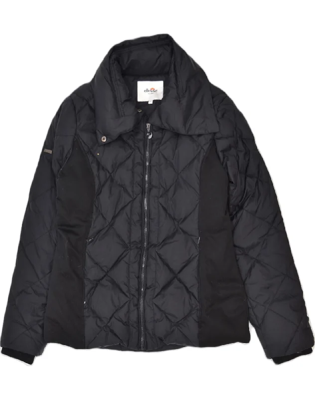 ELLESSE Womens Quilted Jacket UK 18 XL Black Nylon