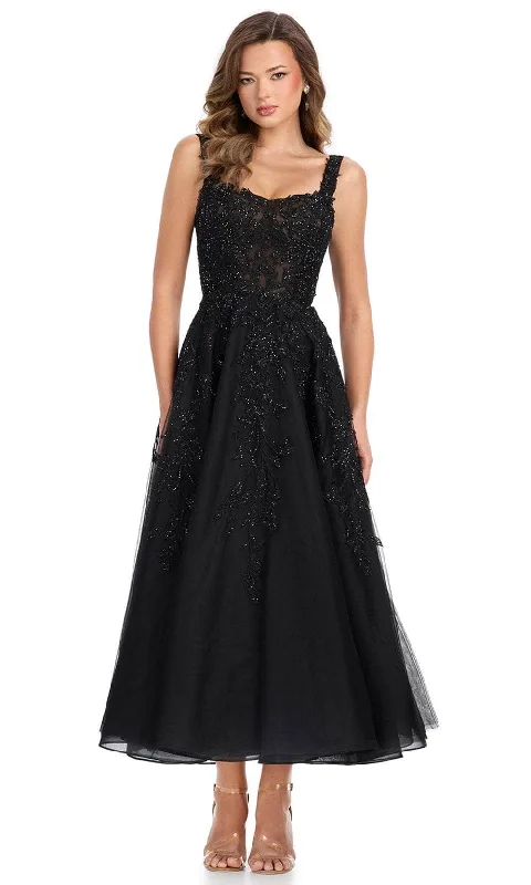 Ashley Lauren 11899 - Wide Straps Lace Applique Evening Dress