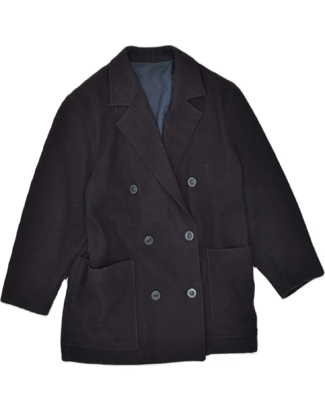 MARELLA Womens Double Breasted Coat UK 14 Large  Black Wool