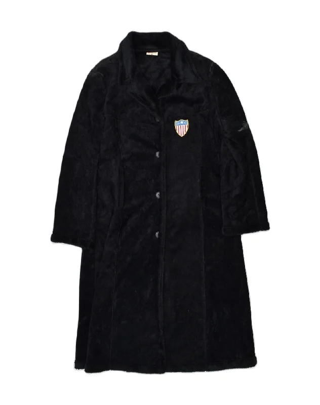 VINTAGE Womens Overcoat UK 18 XL Black Polyester