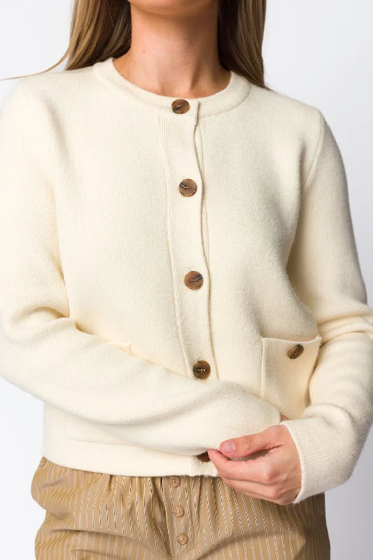 Callie Cashmere-Blend Sweater Jacket in Oatmeal - Nursing Friendly