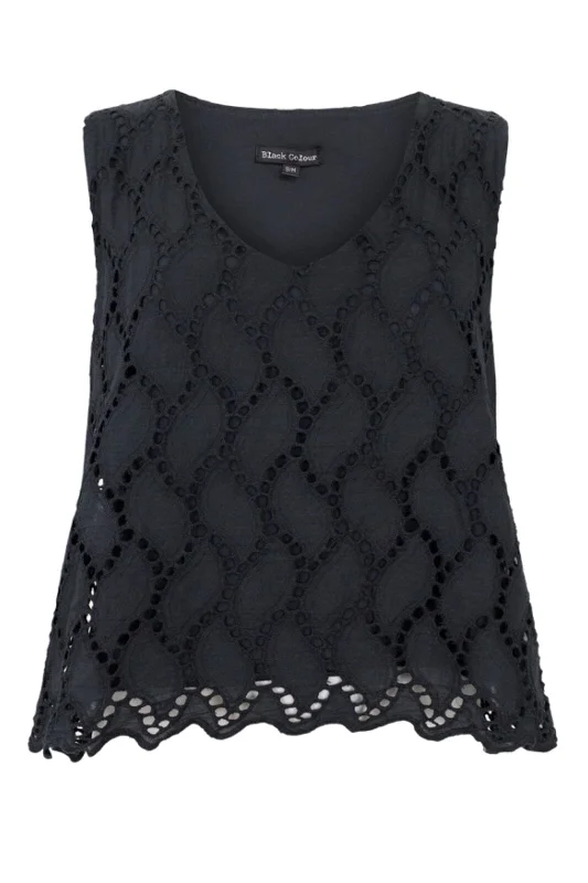 Black Colour - Bcfreya Cut Out Lace Top - Black