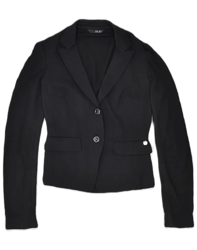 LIU JO Womens 2 Button Blazer Jacket IT 42 Medium Black Viscose