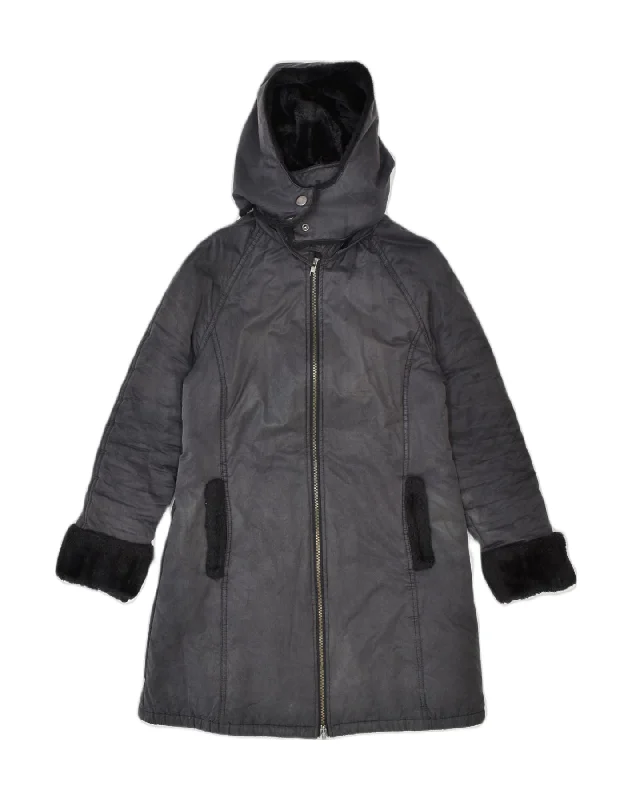 MAX & CO. Womens Hooded Windbreaker Coat UK 8 Small Grey Cotton