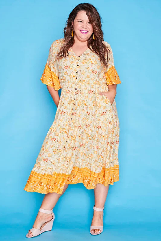 Jessica Yellow Floral Dress