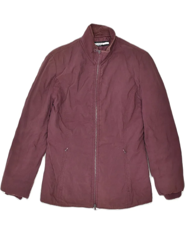 GUESS Womens Overcoat UK 10 Small Maroon Polyamide