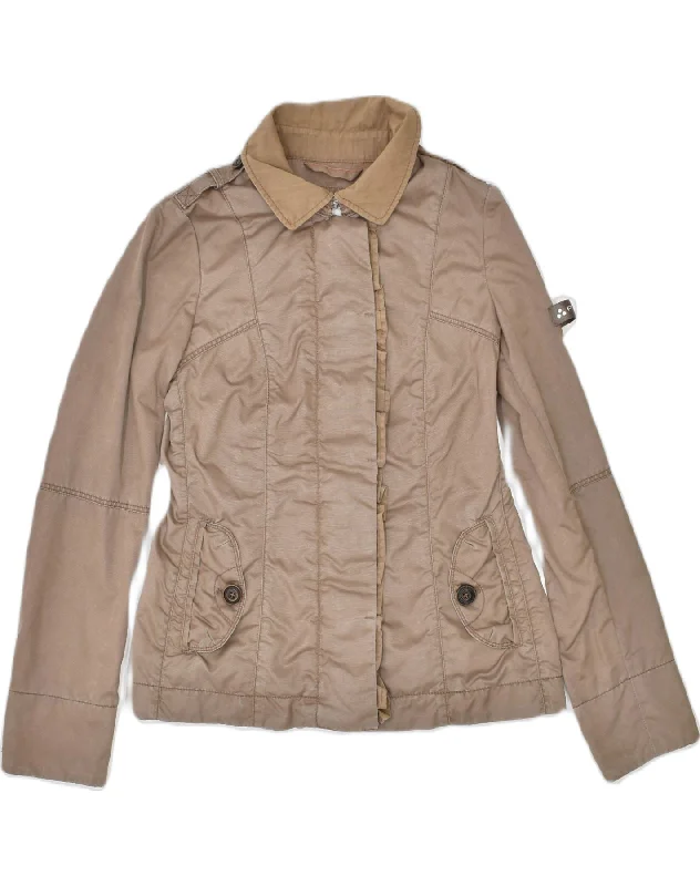 PEUTEREY Womens Bomber Jacket IT 40 Small Brown Polyurethane