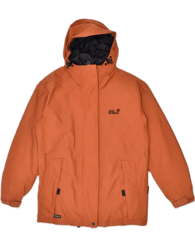 JACK WOLFSKIN Womens Hooded Windbreaker Jacket UK 8 Small Orange Nylon