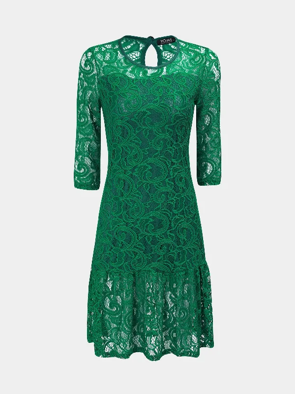 Wholesale Green Hollow Out Lace Midi Dress