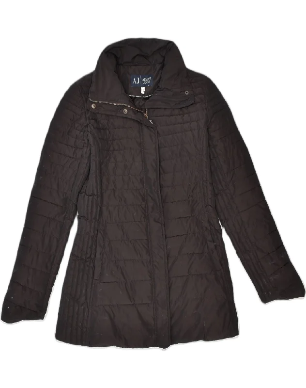 ARMANI JEANS Womens Padded Jacket US 6 Medium Brown Polyester