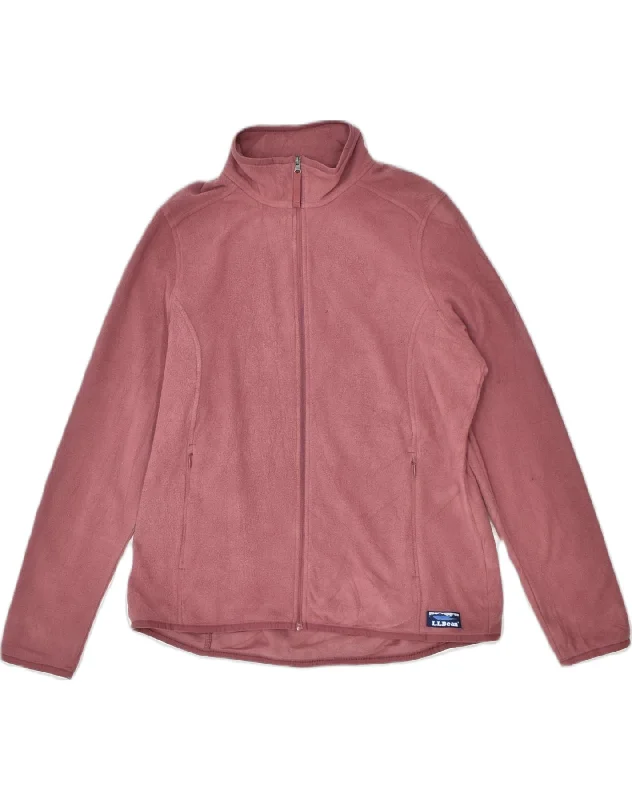 L.L.BEAN Womens Fleece Jacket UK 14 Medium Pink Polyester