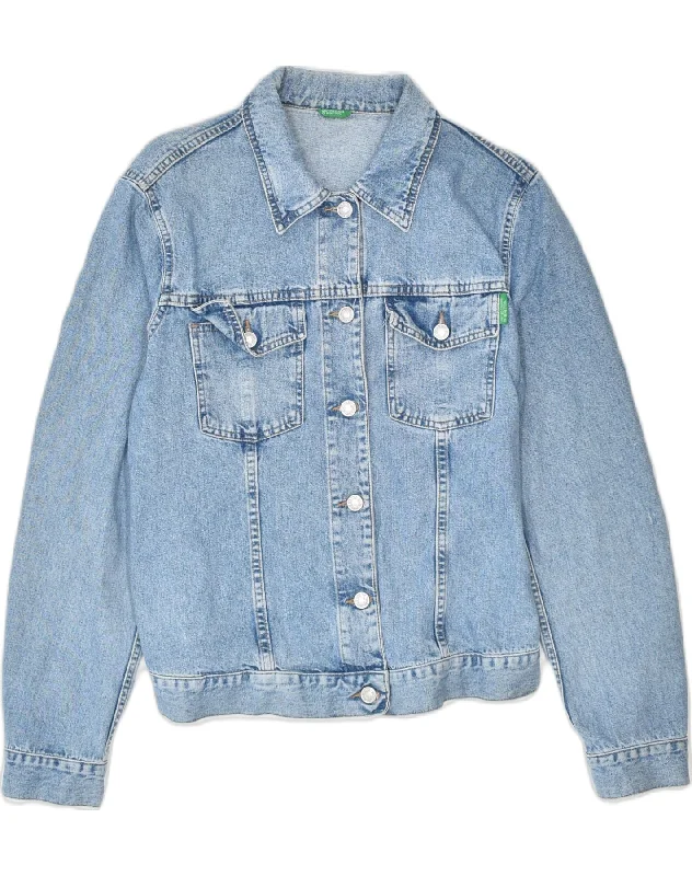 BENETTON Womens Denim Jacket UK 14 Medium Blue Cotton