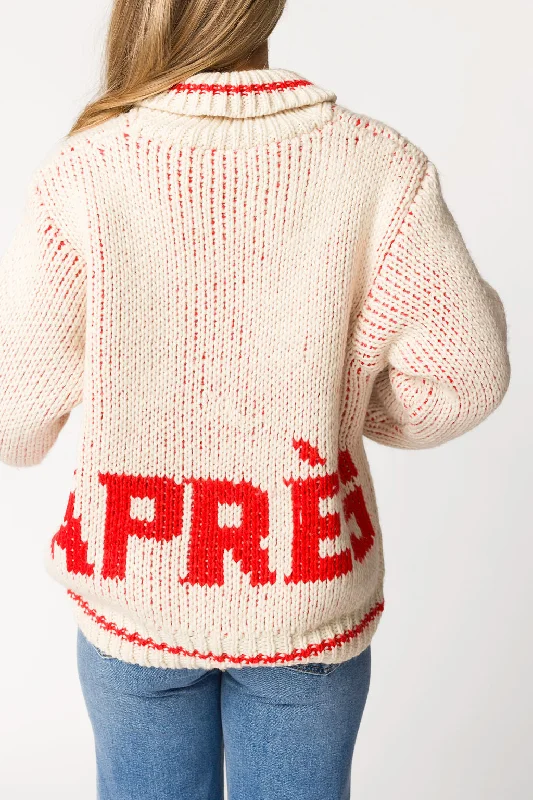 Apres Heavy Sweater Zip-Up in Cream Red