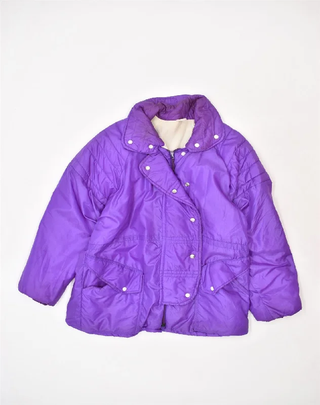 VINTAGE Womens Padded Jacket UK 18 XL Purple Polyamide