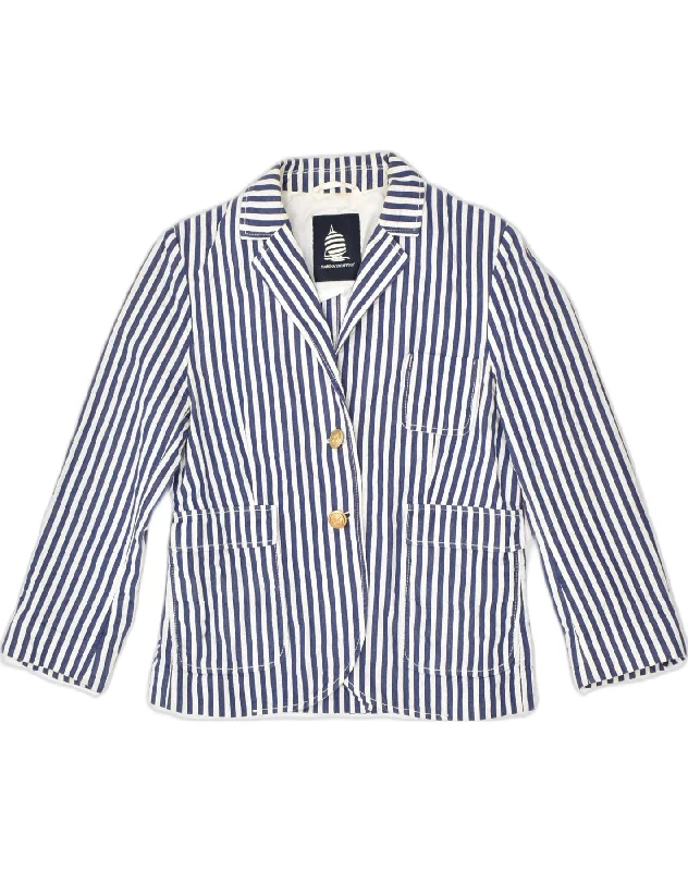 MARINA YACHTING Womens 2 Button Blazer Jacket IT 42 Medium Blue Striped