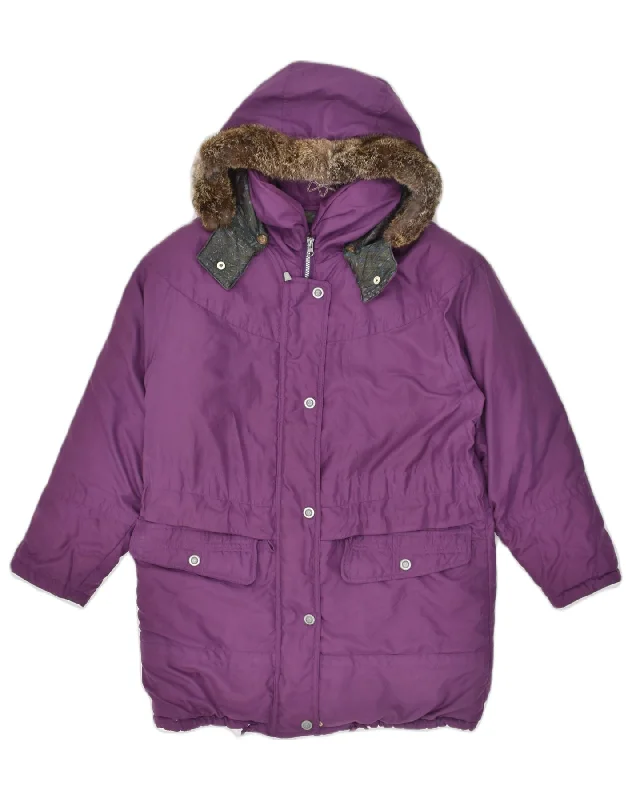 VINTAGE Womens Hooded Windbreaker Jacket UK 10 Small Purple Polyester