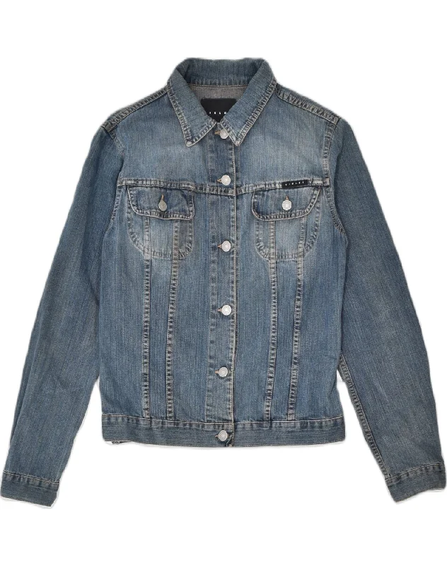 SISLEY Womens Denim Jacket UK 12 Medium Blue Cotton