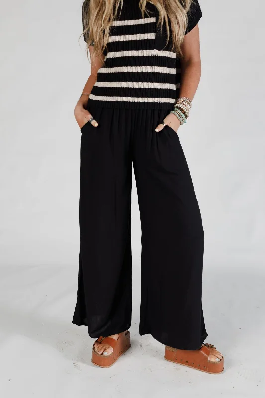 Sylvia Wide Leg Pants - Black