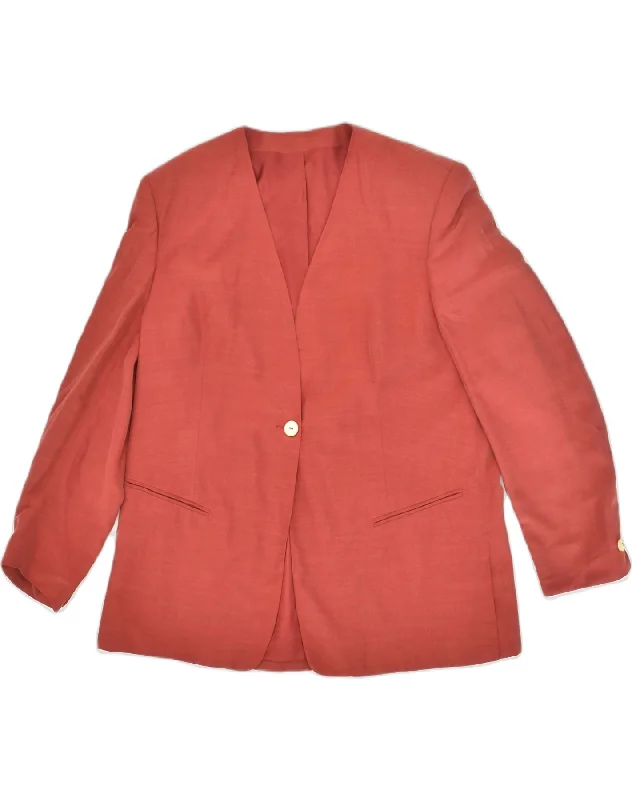 VINTAGE Womens 1 Button Blazer Jacket EU 44 XL Red Linen