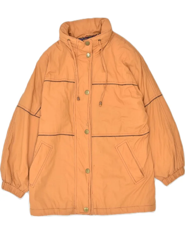 VINTAGE Womens Hooded Windbreaker Coat UK 10 Small Orange Polyester