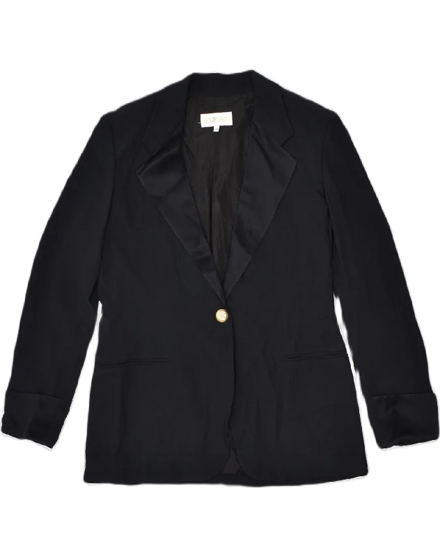 ICEBERG Womens 1 Button Blazer Jacket IT 48 Large Black Acetate