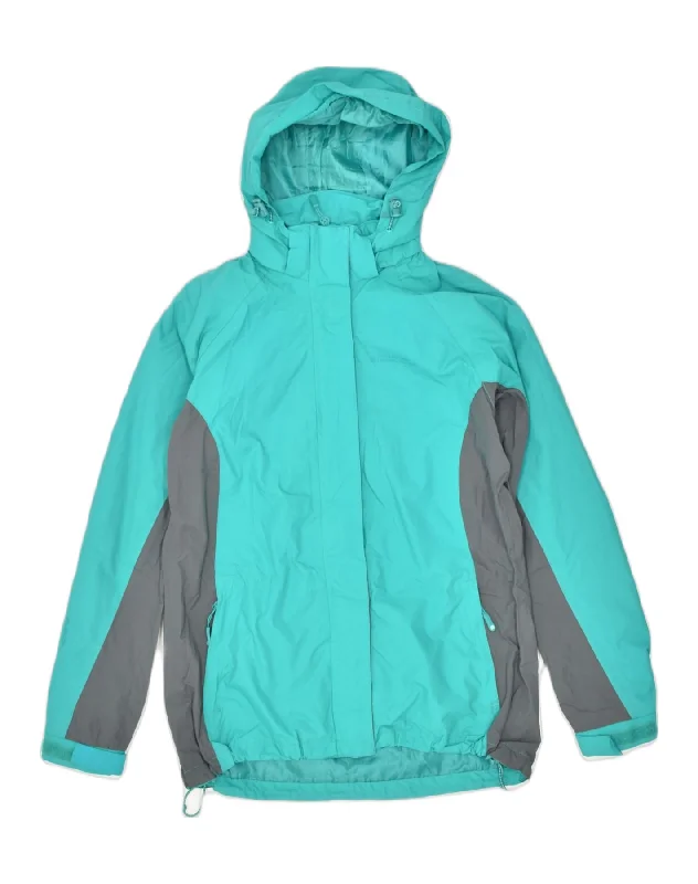 MOUNTAIN WAREHOUSE Womens Hooded Rain Jacket UK 14 large Turquoise