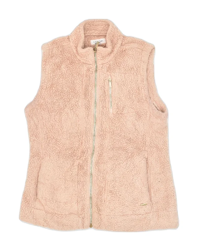 CALVIN KLEIN Womens Fleece Gilet UK 10 Small Pink Polyester