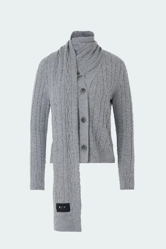 Cable Knit Scarf Cardigan