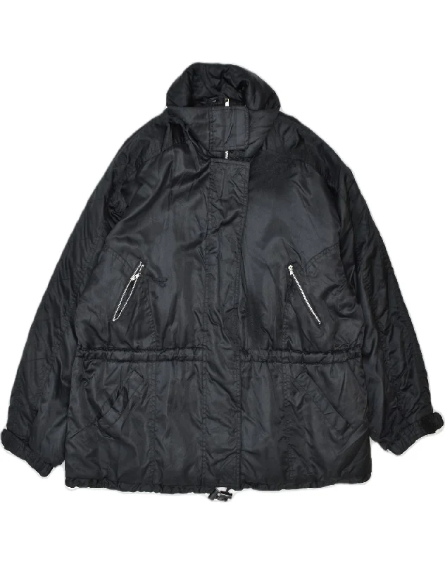 VINTAGE Womens Windbreaker Jacket UK 18 XL Black Polyamide