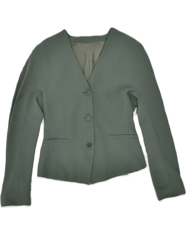 PRISMA Womens 3 Button Blazer Jacket UK 8 Small Green Polyester