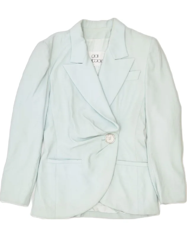 GAI MATTIOLO Womens 1 Button Blazer Jacket IT 42 Medium Blue Wool