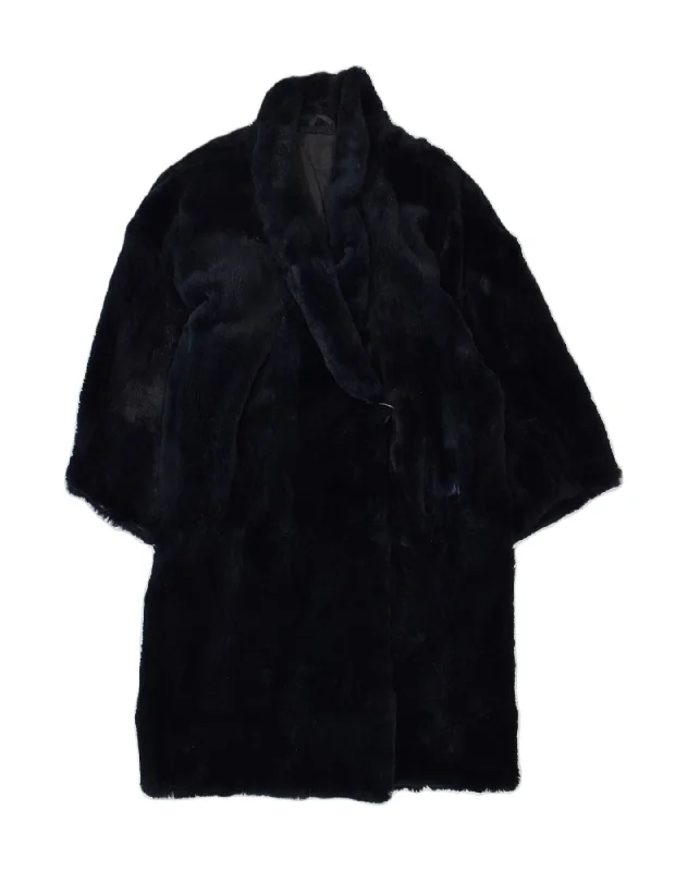 VINTAGE Womens Overcoat UK 12 Medium Black Acrylic