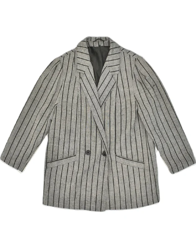 C&A Womens Canda Double Breasted Blazer Jacket IT 44 Medium Grey Striped